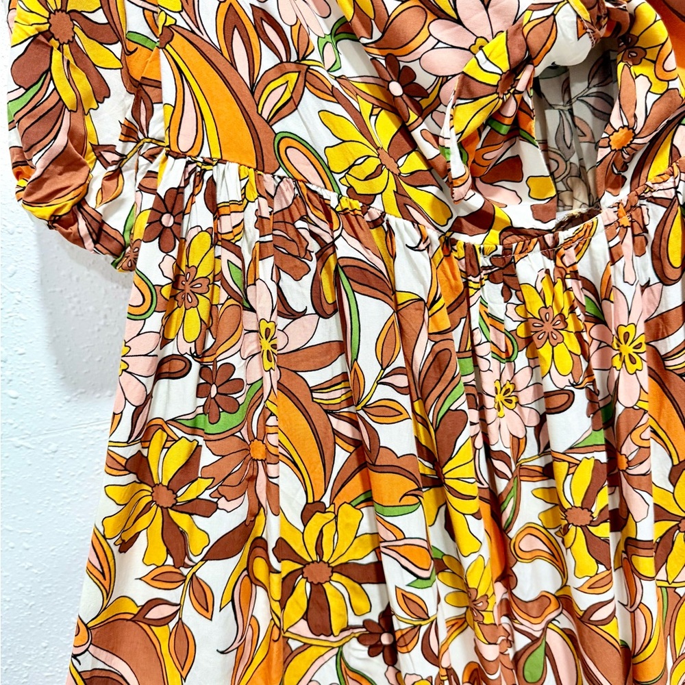 Eloquii Rust Floral Tie-Front Midi‎ Dress 18 - Picture 10 of 10